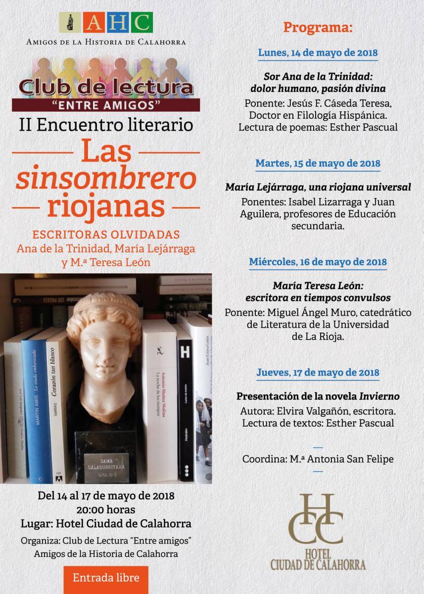 Lee más sobre el artículo ‘II Encuentro literario’ en Calahorra del 14 al 17 de mayo sobre escritoras riojanas olvidadas