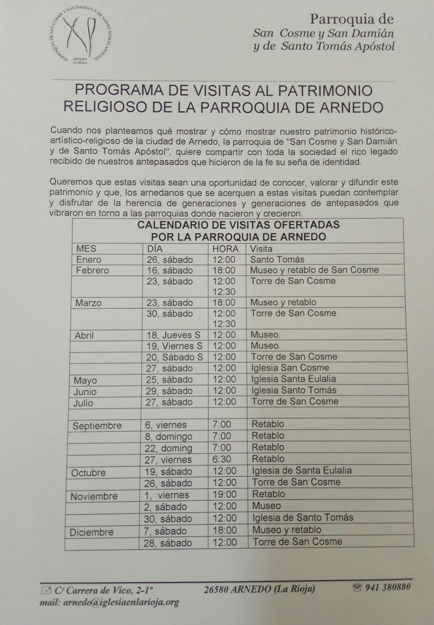 Lee más sobre el artículo La parroquia arnedana organiza visitas guiadas y gratuitas a las tres iglesias de la ciudad