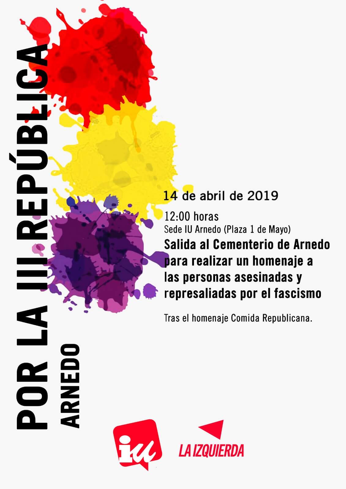 Lee más sobre el artículo IU Arnedo celebra este domingo 14 de abril el 88 aniversario de la II República