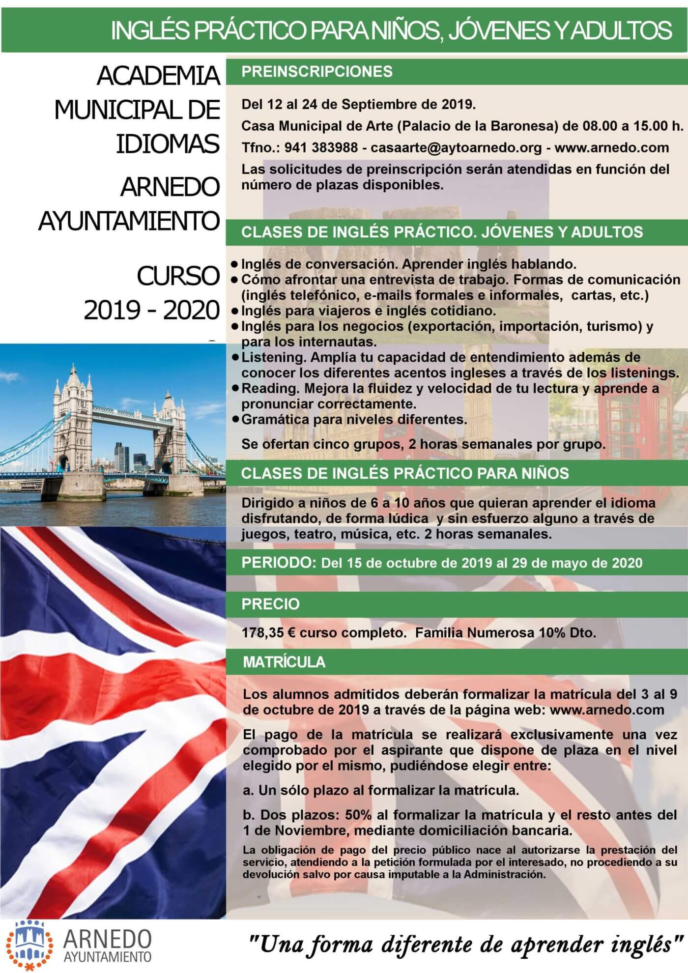Lee más sobre el artículo Abierta hasta el 24 de septiembre la preinscripción en la Academia Municipal de Idiomas de Arnedo