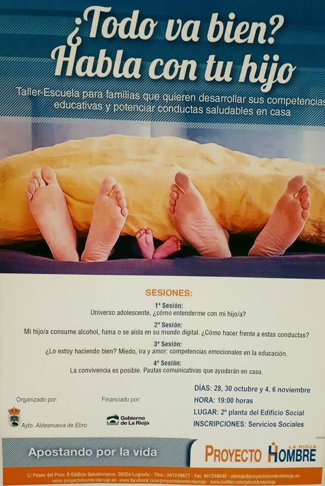Lee más sobre el artículo El Ayuntamiento organiza el taller-escuela para familias «¿Todo va bien? Habla con tu hijo?»