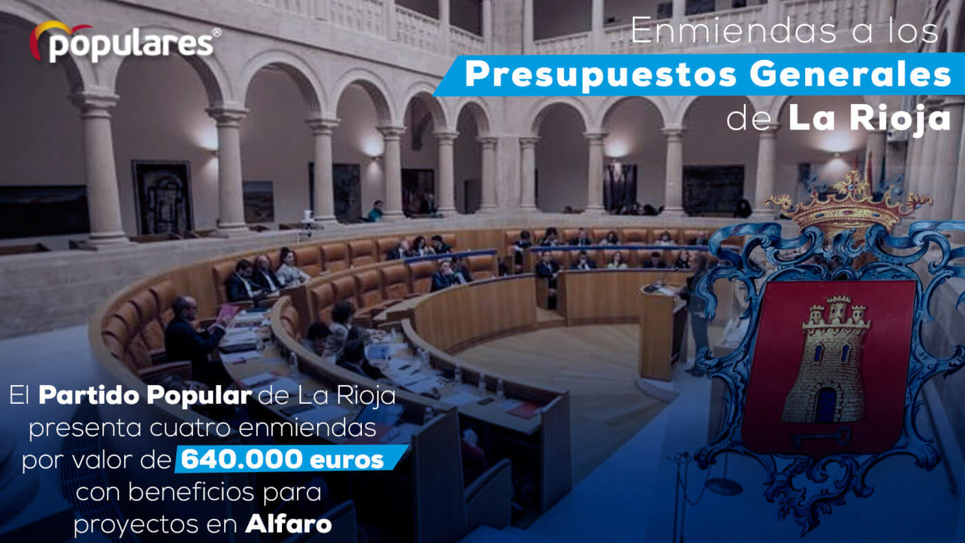 Lee más sobre el artículo El PP presenta enmiendas al presupuesto regional destinadas a Alfaro por importe de 640.000 euros