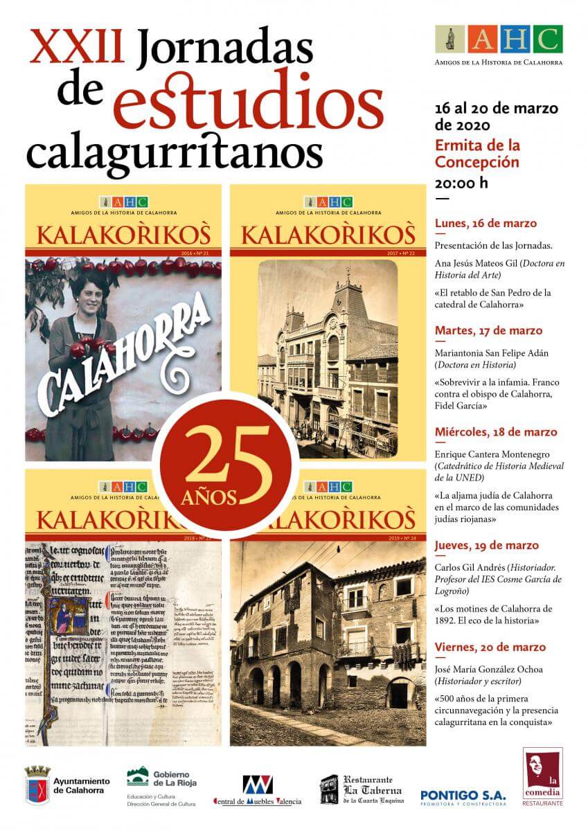 Lee más sobre el artículo Amigos de la Historia de Calahorra organiza del 16 al 20 de marzo las XXII Jornadas de Estudios Calagurritanos