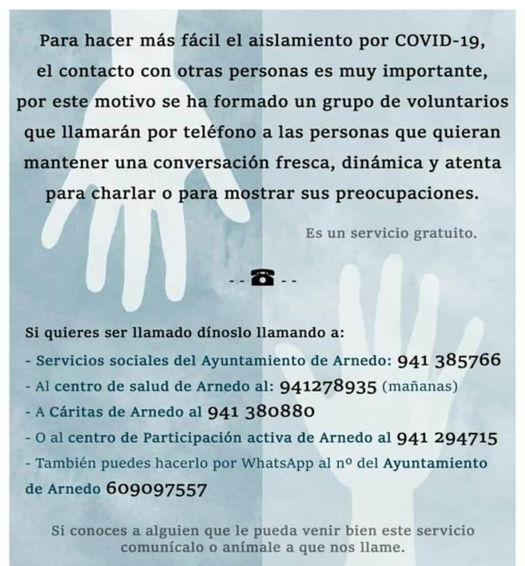 Lee más sobre el artículo Un grupo de voluntarios ofrece en Arnedo ayuda y acompañamiento telefónico a personas que lo necesiten