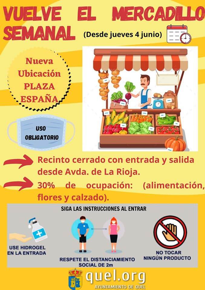 Lee más sobre el artículo El mercadillo de Quel se reanuda este jueves 4 de junio en la plaza de España