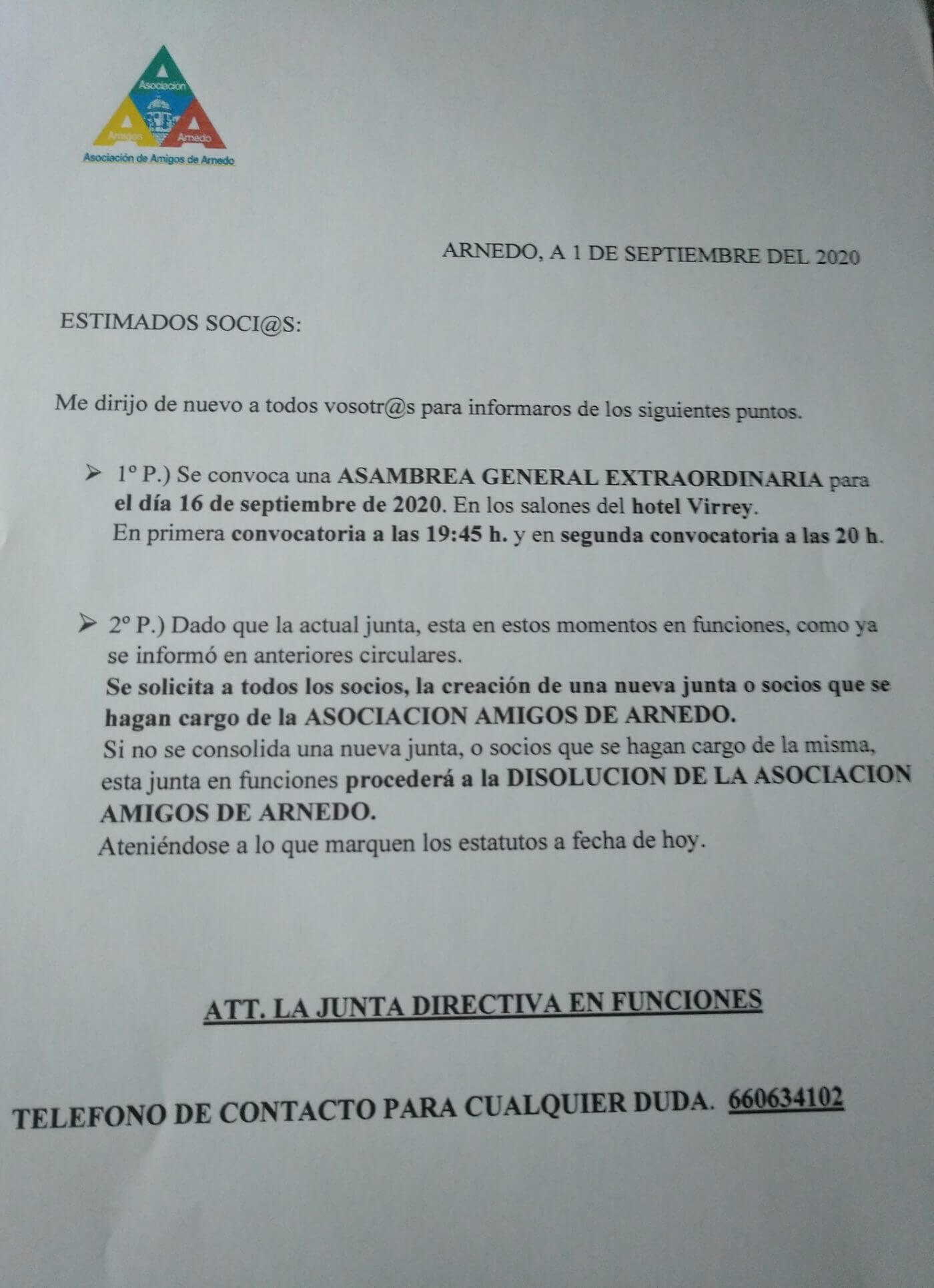 Lee más sobre el artículo Amigos de Arnedo convoca asamblea general extraordinaria para tomar una decisión definitiva sobre el futuro de la asociación