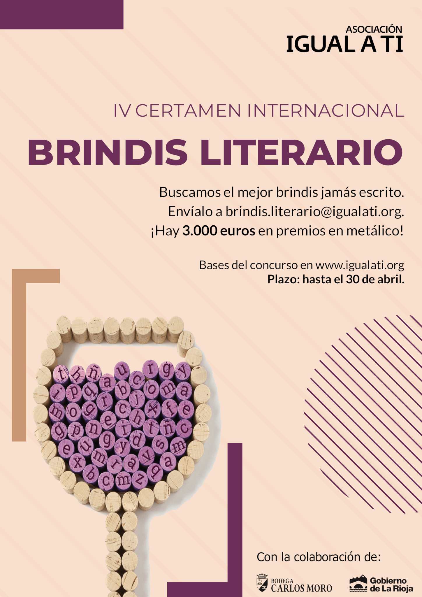 Lee más sobre el artículo La Asociación Igual a Tí y la Bodega Carlos Moro convocan el IV Certamen internacional ‘Brindis Literario’