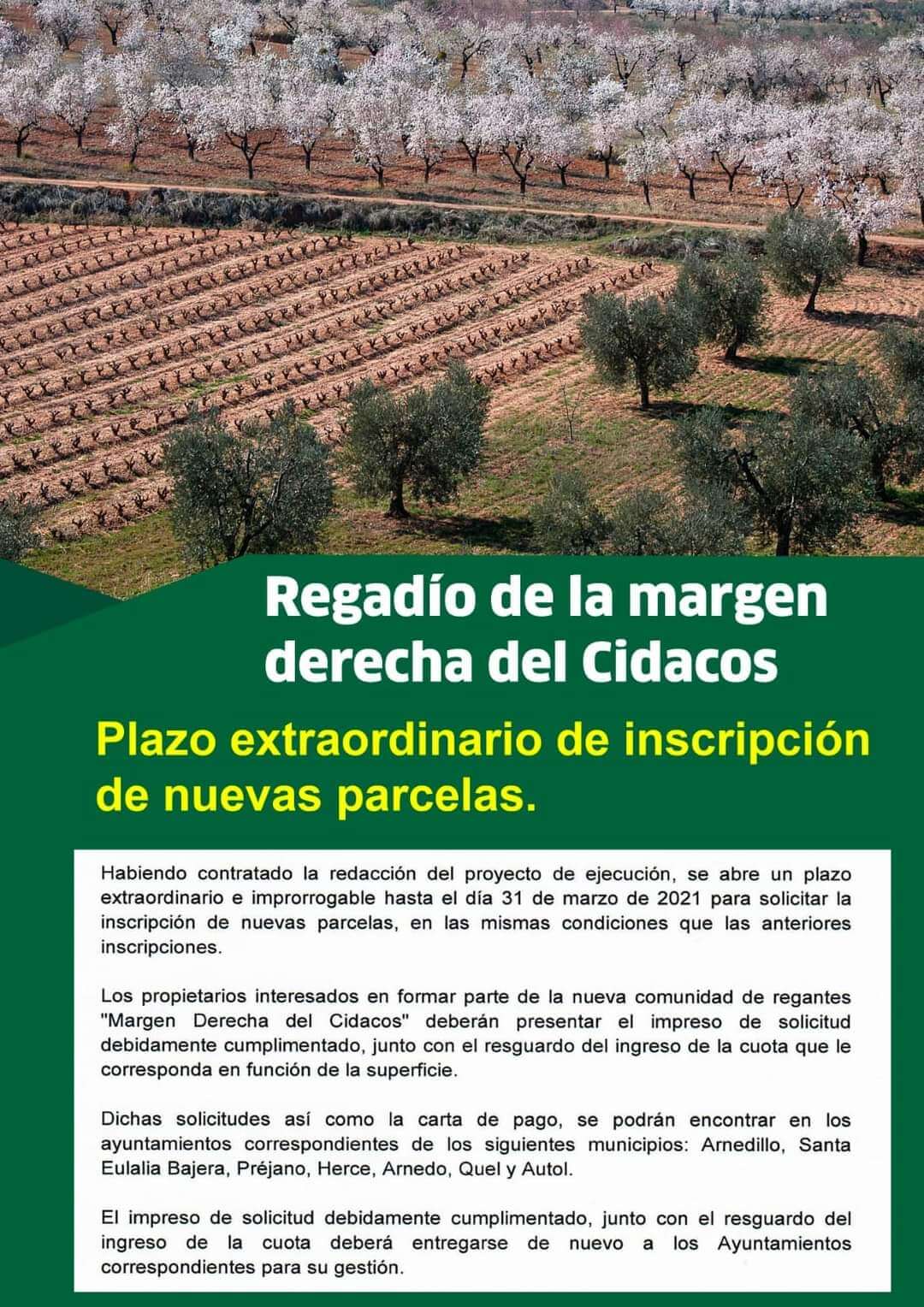 Lee más sobre el artículo La nueva comunidad de regantes ‘Margen Derecha del Cidacos’ abre inscripción extraordinaria de nuevas parcelas