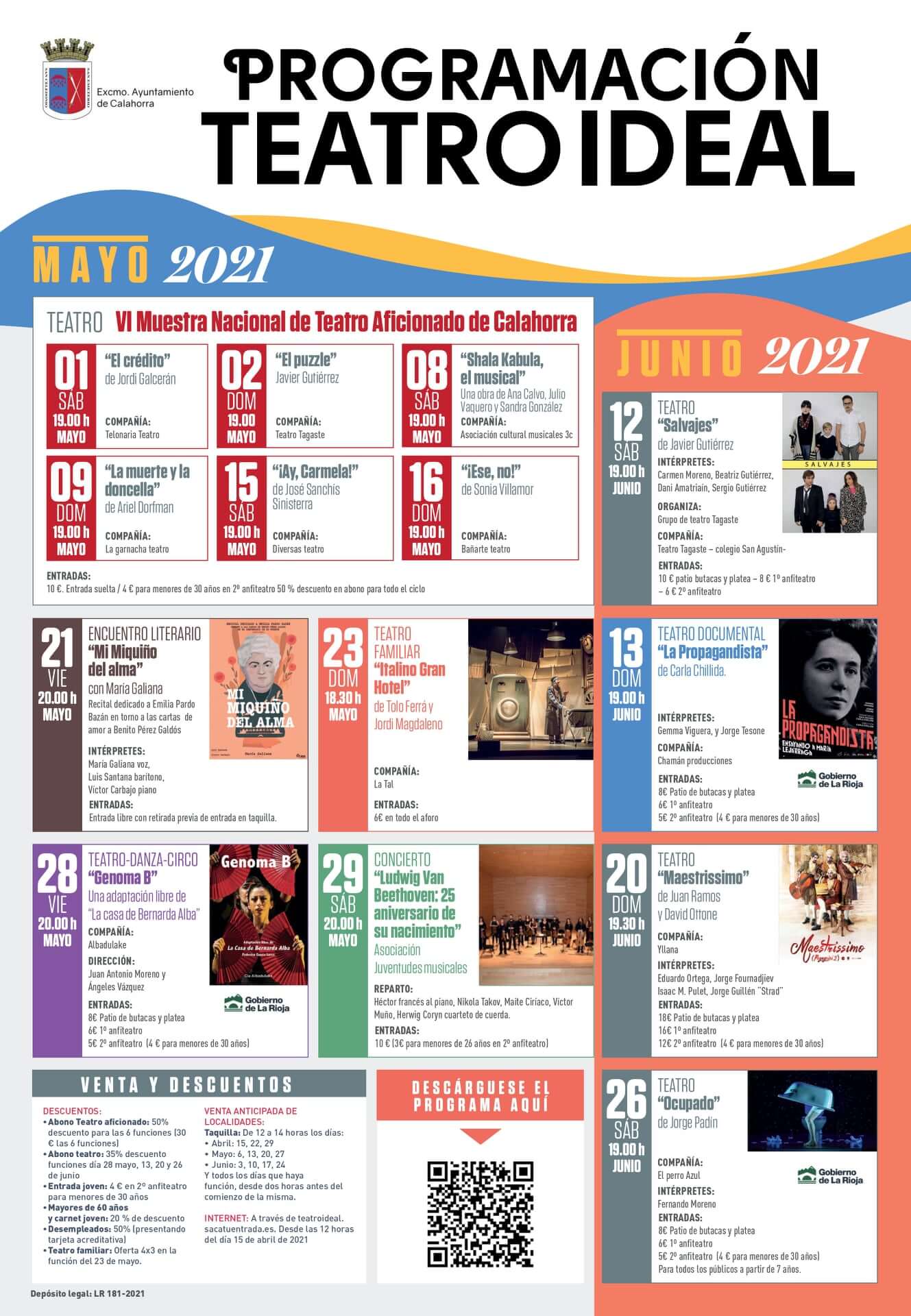 Lee más sobre el artículo La programación del teatro Ideal de Calahorra de mayo y junio retoma la VI Muestra Nacional de Teatro Aficionado