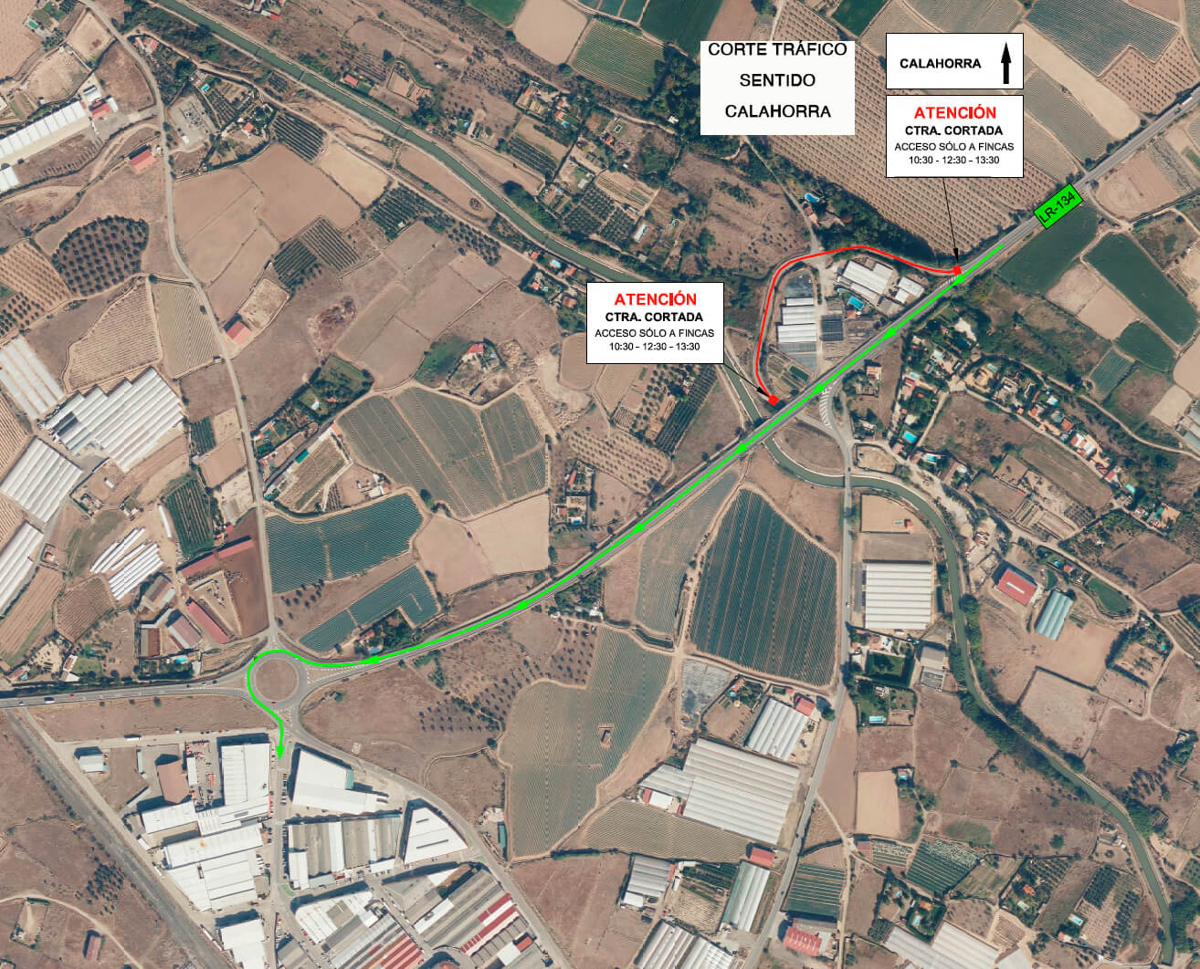 Lee más sobre el artículo Cortes al tráfico en la LR134 sentido Calahorra por obras de reparación del cruce subterráneo con el regadío