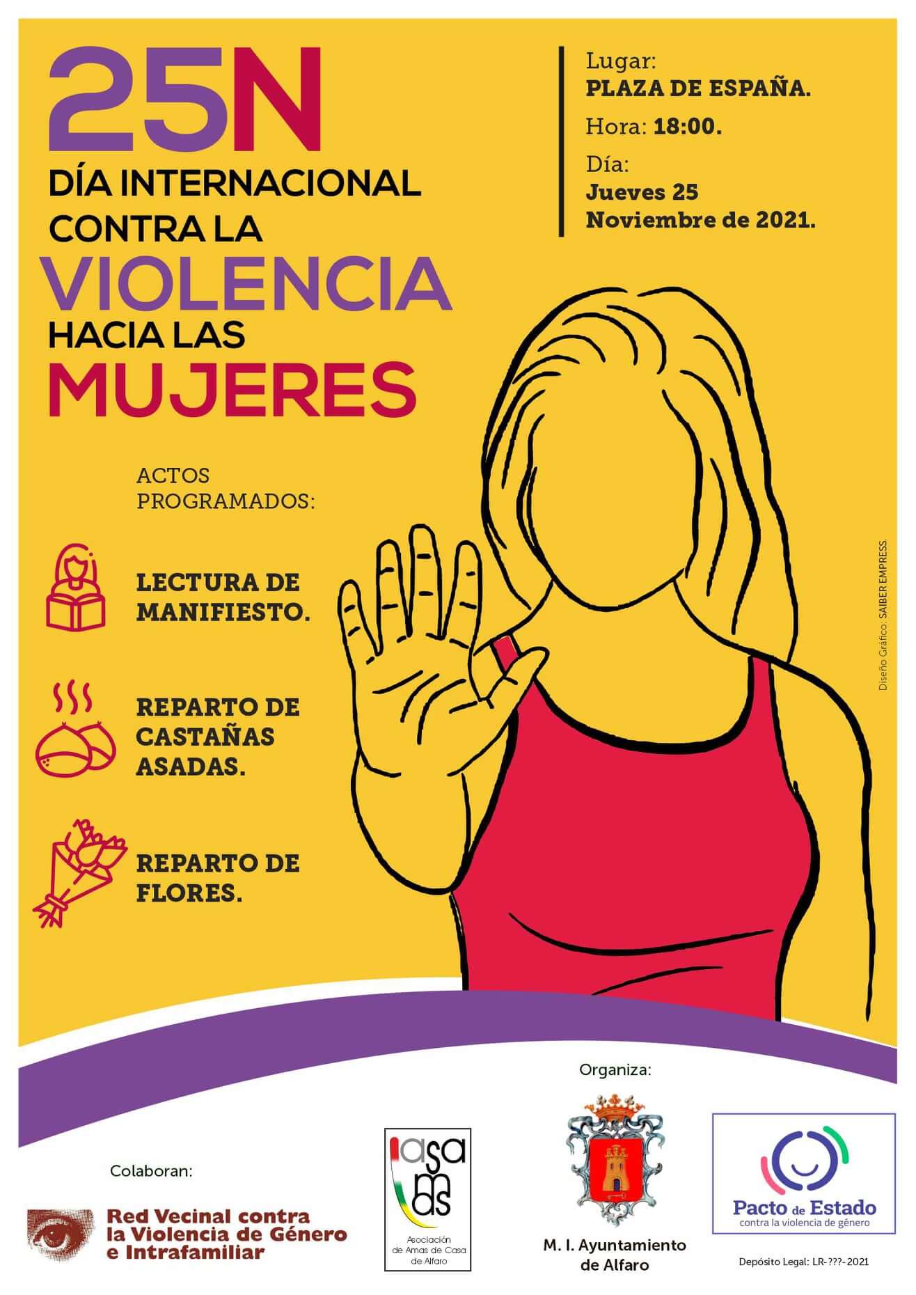 Lee más sobre el artículo Alfaro conmemora el ‘Día Internacional de la eliminación de la violencia contra la mujer’ con reparto de flores y castañas y lectura de manifiesto