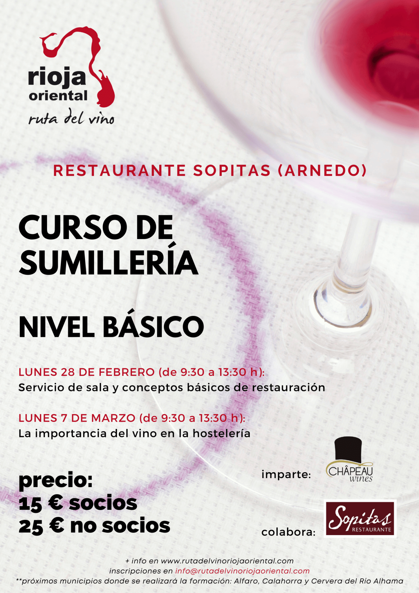 Lee más sobre el artículo La Ruta del Vino Rioja Oriental organizará cursos básicos de sumillería y servicio de mesa en Arnedo, Calahorra, Alfaro y Cervera del Río Alhama