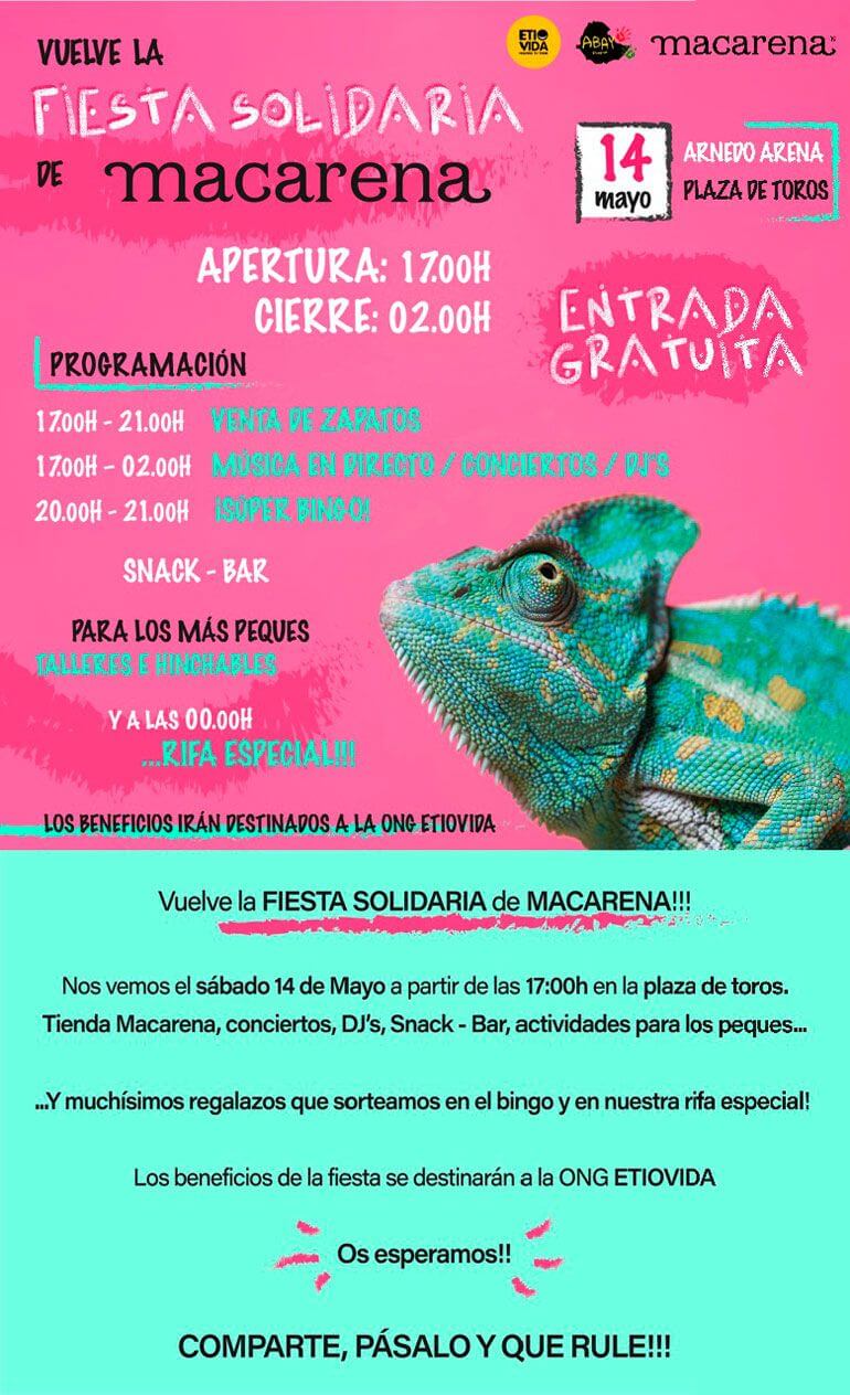 Lee más sobre el artículo El Arnedo Arena acogerá este próximo sábado 14 la «V Fiesta Solidaria Macarena» a beneficio de la ONG Etiovida, que trabaja con viudas y niños en Etiopía
