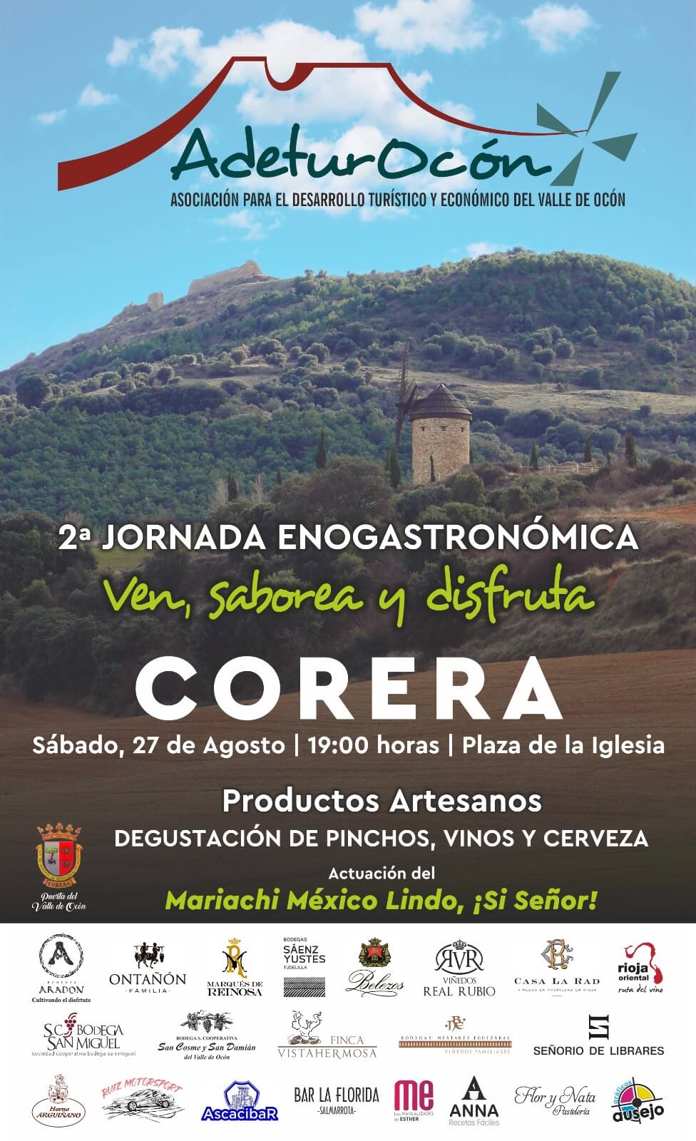 Lee más sobre el artículo El sábado 27 de agosto se celebrará en Corera la ‘II Jornada Enogastronómica del Valle de Ocón’
