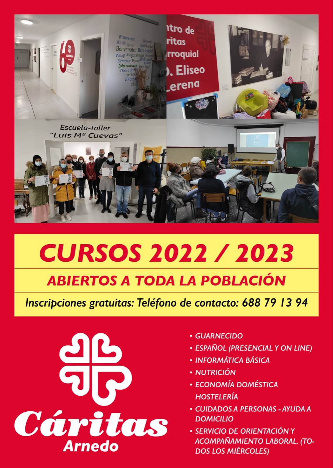 Lee más sobre el artículo Cáritas Parroquial de Arnedo presenta su programa de cursos y talleres 2022/2023 abiertos a toda la población