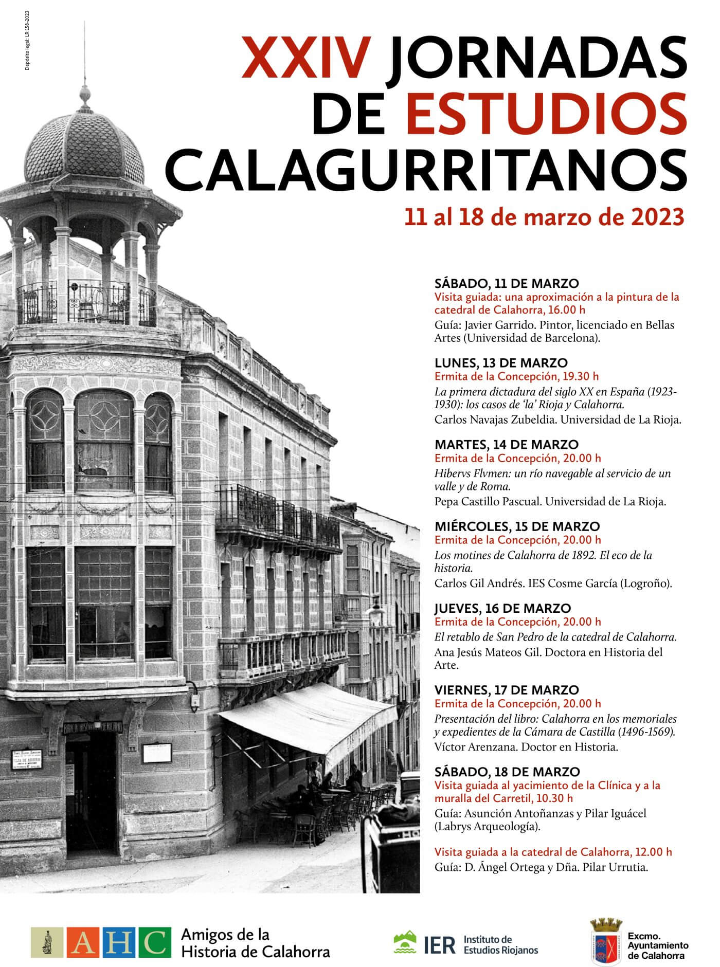 Lee más sobre el artículo Del 11 al 18 de marzo se celebrarán las «XXIV Jornadas de Estudios Calagurritanos» que organizan Amigos de la Historia, Ayuntamiento e Instituto de Estudios Riojanos