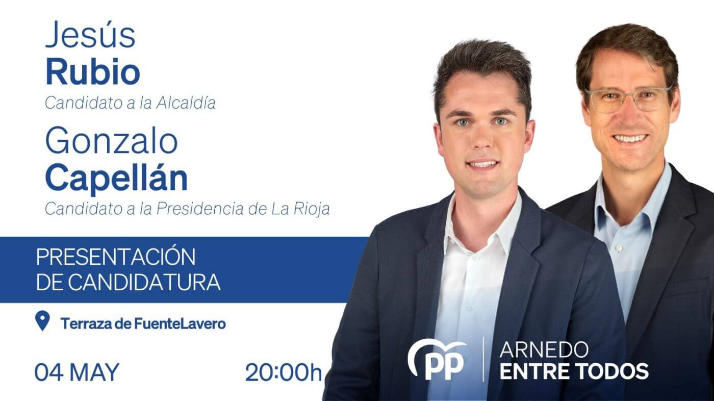 Lee más sobre el artículo El PP de Arnedo presenta este jueves 4 de mayo, en un acto público en Fuente Lavero, su candidatura municipal para las elecciones municipales del 28 de mayo