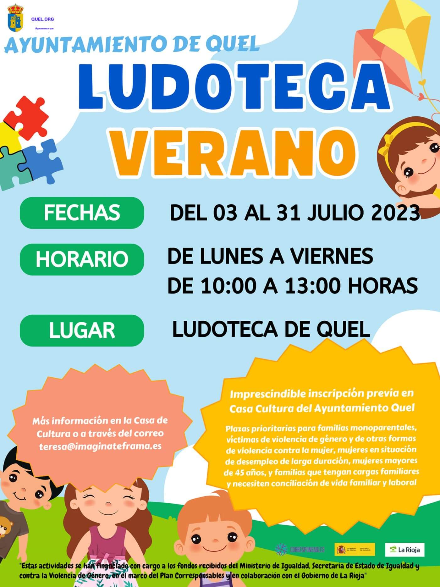 Lee más sobre el artículo El ayuntamiento de Quel abre las inscripciones en la ludoteca y en el campamento de verano
