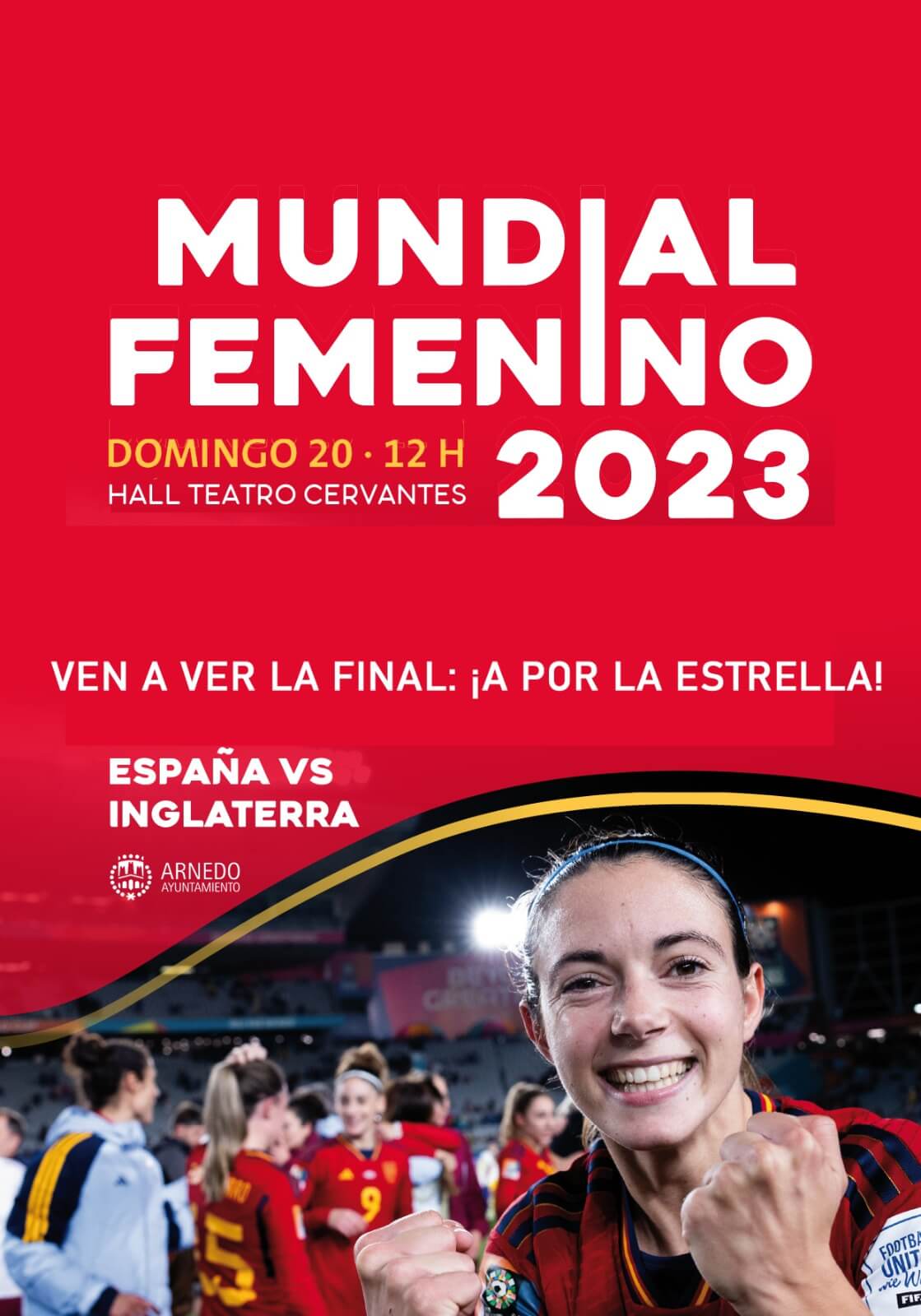 Lee más sobre el artículo El ayuntamiento de Arnedo instalará una gran pantalla en el vestíbulo del Cervantes para seguir la final del Mundial de Fútbol Femenino
