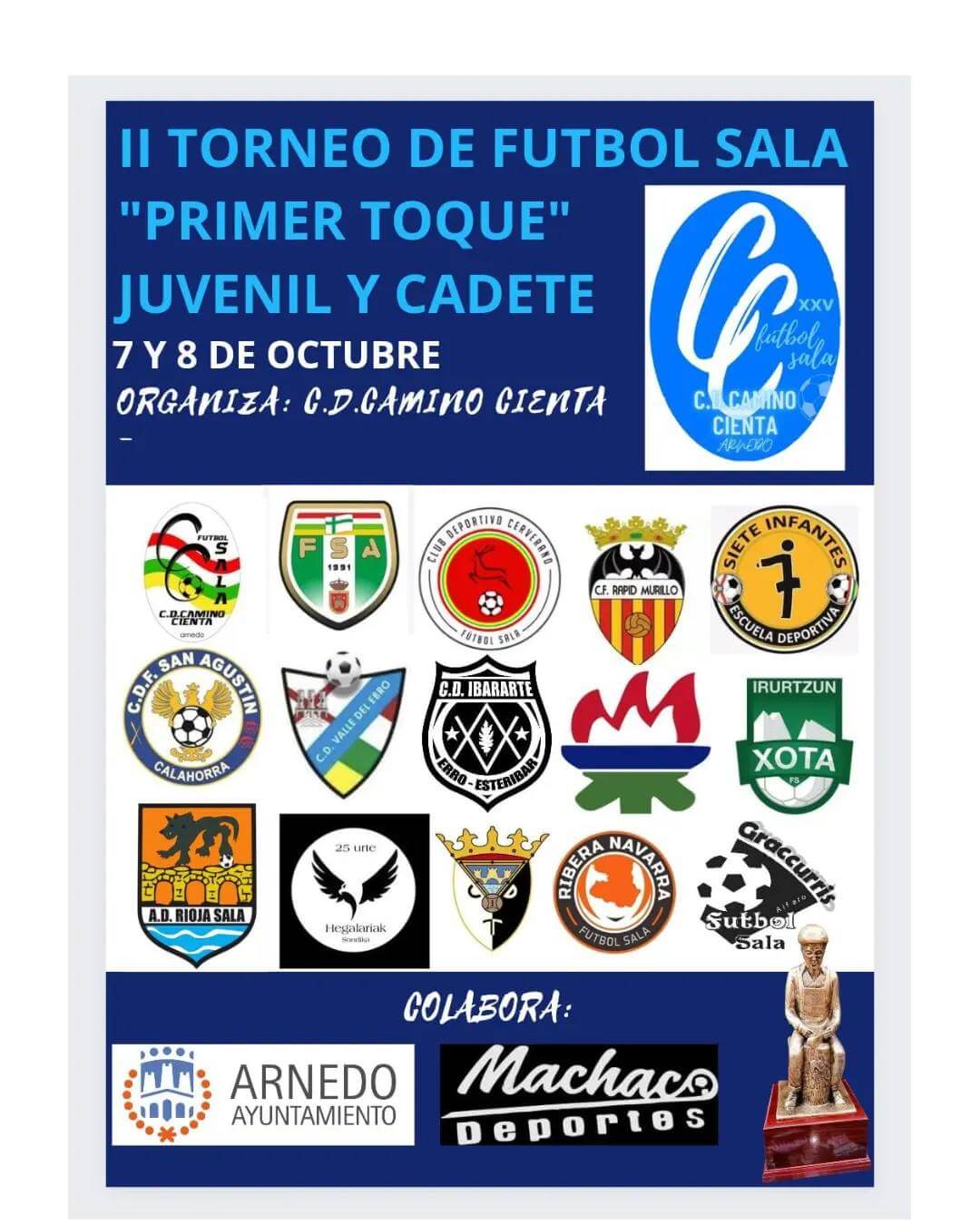 Lee más sobre el artículo El CD Camino Cienta de Arnedo organiza este fin de semana del 7 y 8 de octubre su II Torneo de Fútbol Sala ‘Primer Toque’