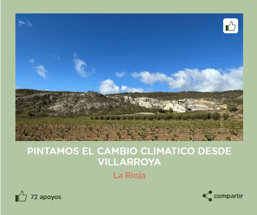 Lee más sobre el artículo La Asociación Amigos de Villarroya anima a votar por su proyecto ‘Pintamos el cambio climático desde Villarroya’ en la plataforma medioambiental Ecólatras