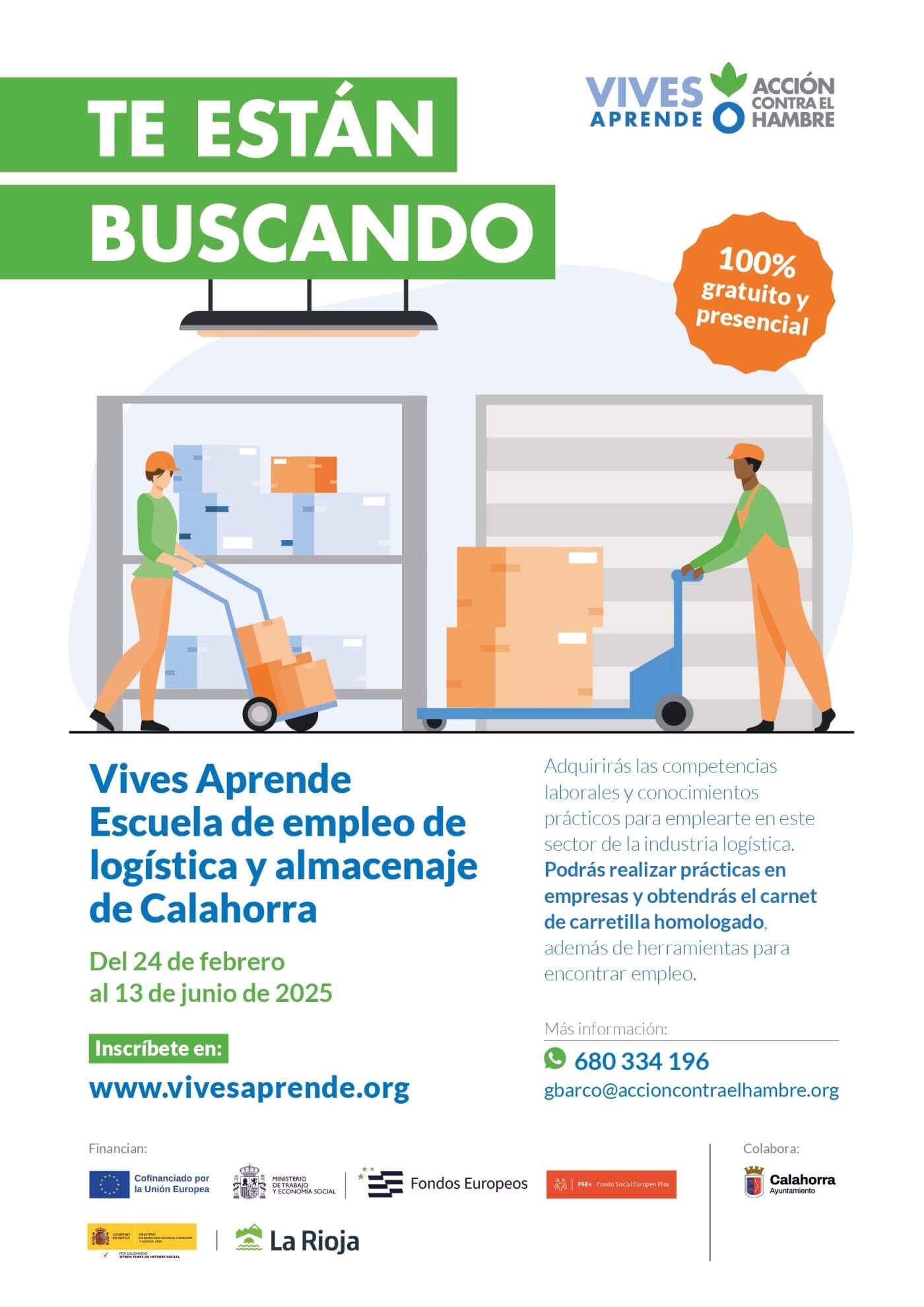 Lee más sobre el artículo La Escuela de Empleo de Logística y Almacenaje oferta 30 plazas en Calahorra para desempleados de entre 16 y 65 años