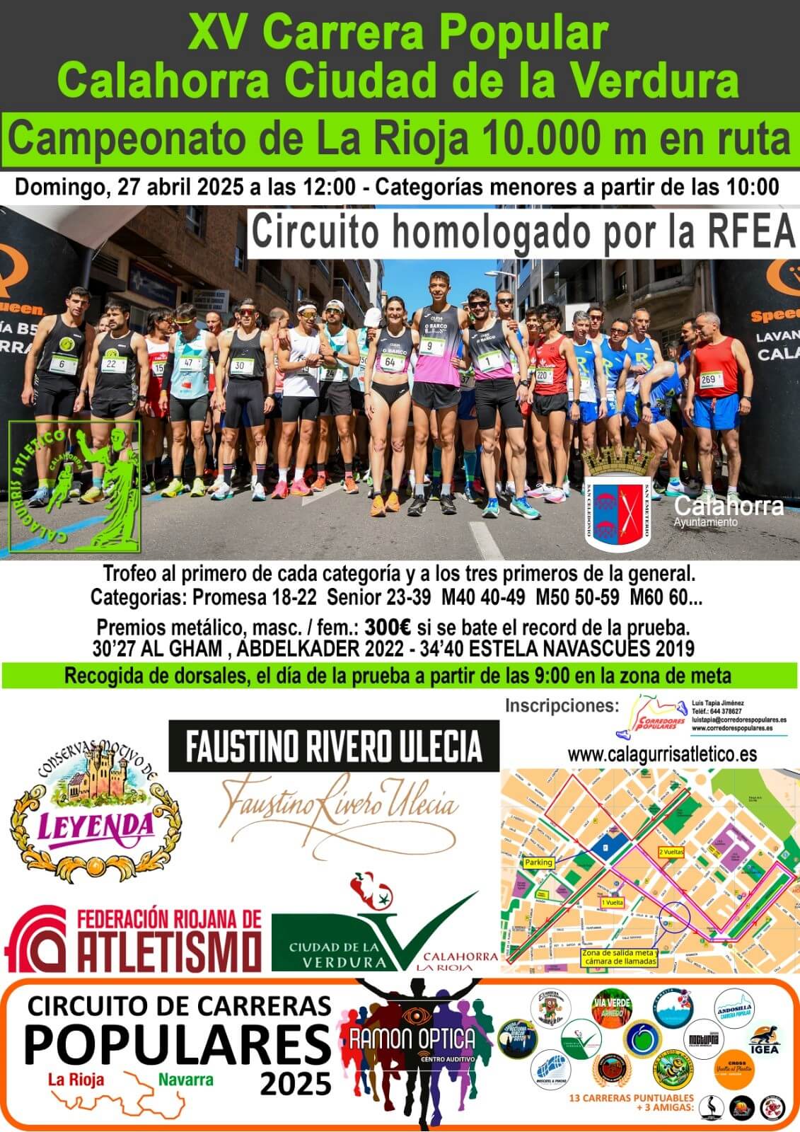 Lee más sobre el artículo La XV  Carrera popular «Ciudad de la Verdura» se celebrará el 27 de abril en Calahorra con un nuevo circuito homologado por la Real Federación Española de Atletismo