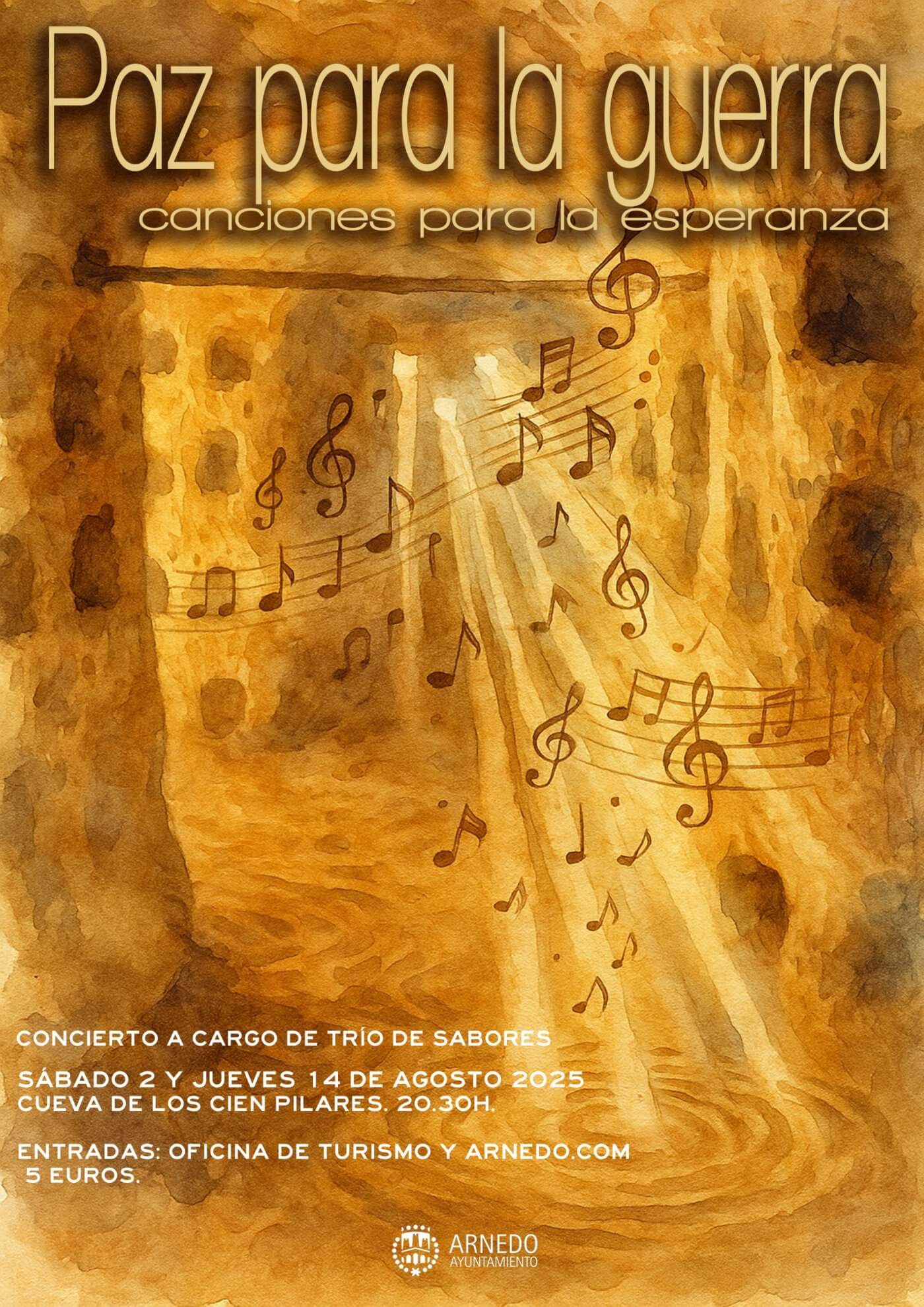 Lee más sobre el artículo Las Cuevas de los Cien Pilares acogerán dos conciertos del ciclo «Paz para la guerra, canciones para la esperanza» los días 2 y 14 de agosto
