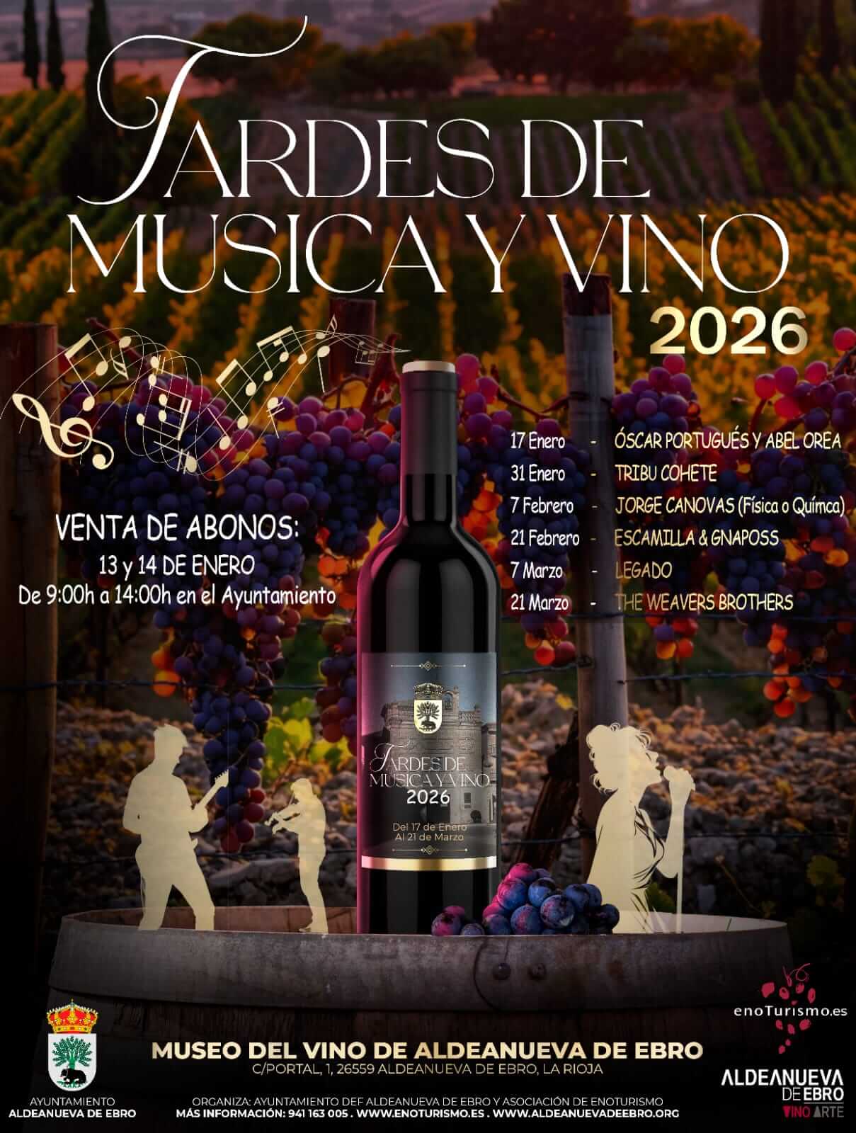 Lee más sobre el artículo El Museo del Vino de Aldeanueva de Ebro acogerá una nueva edición de las «Tardes de música y vino» del 17 de enero al 21 de marzo