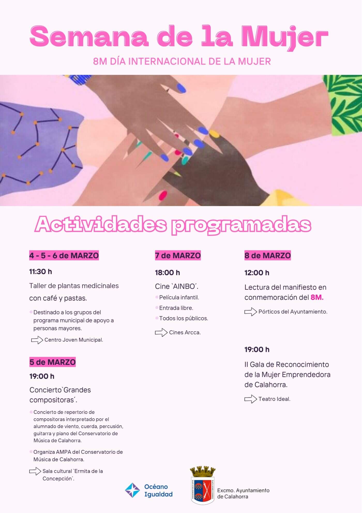 Lee más sobre el artículo Calahorra celebrará el Día Internacional de la Mujer con música, cine, talleres y la gala de reconocimiento de la mujer emprendedora