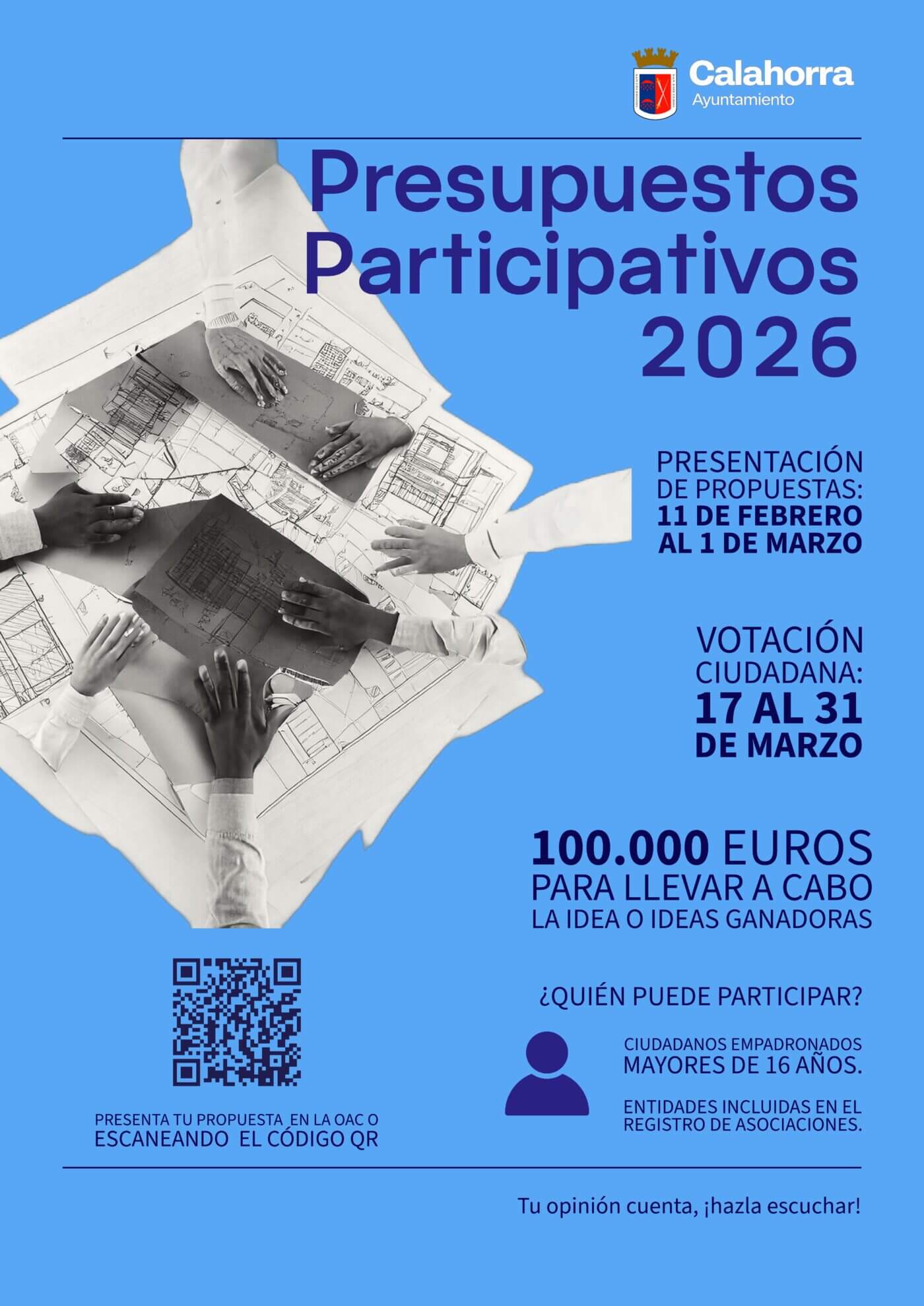 Lee más sobre el artículo Del 17 al 31 de marzo se podrá votar los proyectos de los Presupuestos Participativos 2026 del Ayuntamiento de Calahorra