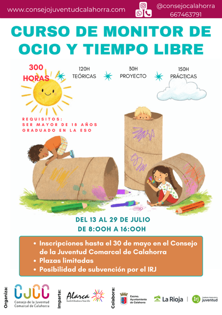 Lee más sobre el artículo El Consejo de la Juventud de Calahorra oferta un curso de monitor de ocio y tiempo libre del 13 al 29 de julio