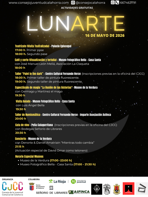 Lee más sobre el artículo El Consejo de la Juventud Comarcal de Calahorra presenta una nueva edición de Lunarte el sábado 16 de mayo