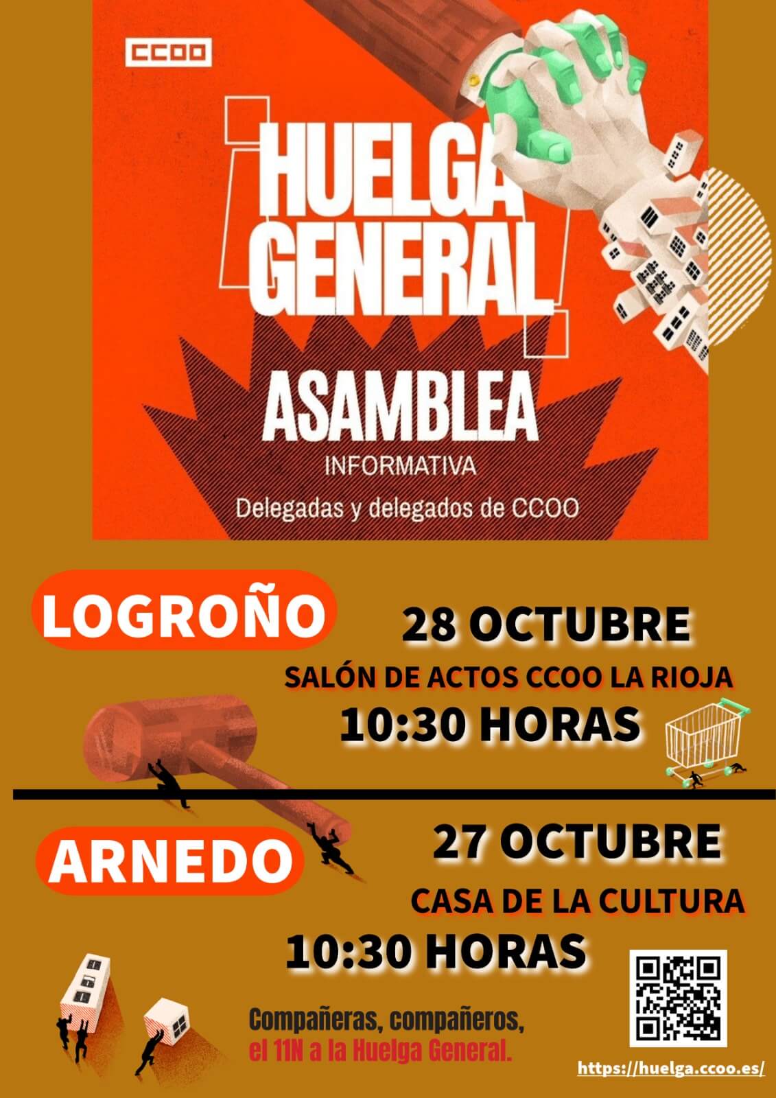 Lee más sobre el artículo CCOO La Rioja convoca asambleas de delegados en Arnedo y Logroño ante la huelga general del 11 de noviembre