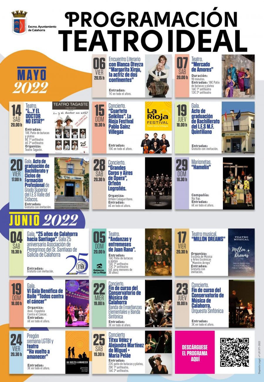 CALAHORRA cartel teatro Ideal mayo y junio 2022