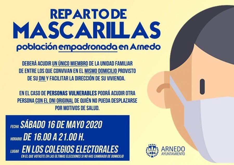 CARTEL reparto mascarillas Arnedo 13 mayo