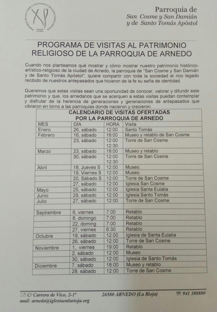 CARTEL visitas parroquia Arnedo
