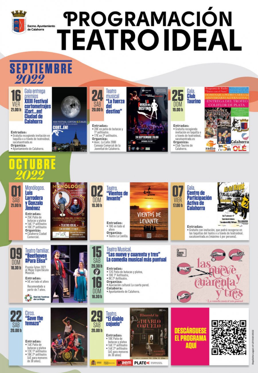 CALAHORRA cartel programa teatro sept y oct 2022