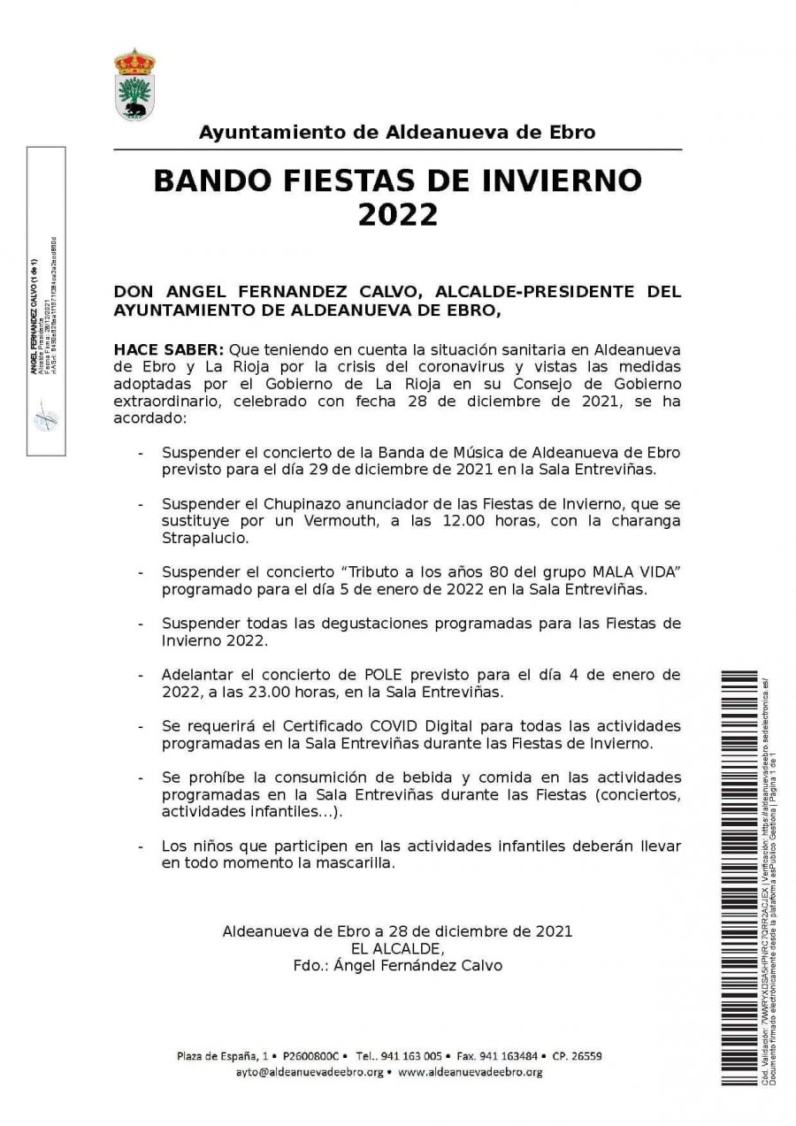 ALDEANUEVA bando fiestas invierno