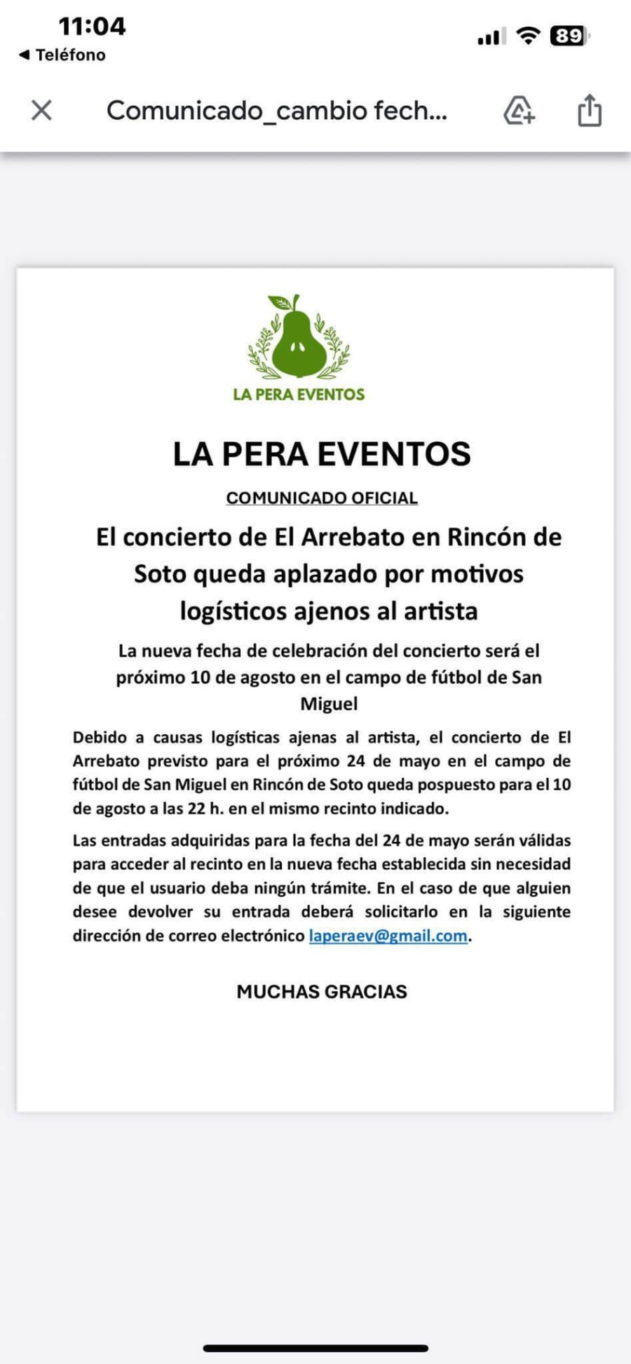 RINCON concierto El Arrebato aplazado