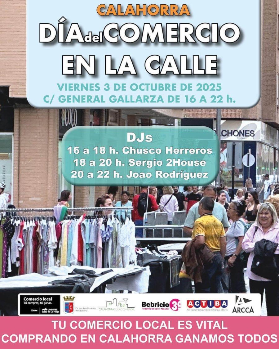 CALAHORRA cartel dia comercio en la calle 3 oct